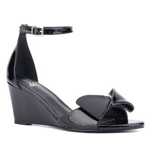 New York & Company Aimee Women's Wedge Sandals, Size: 7, Black Combo